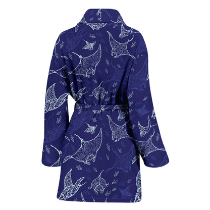 Manta Ray Print Design LKS401 Women Bathrobe