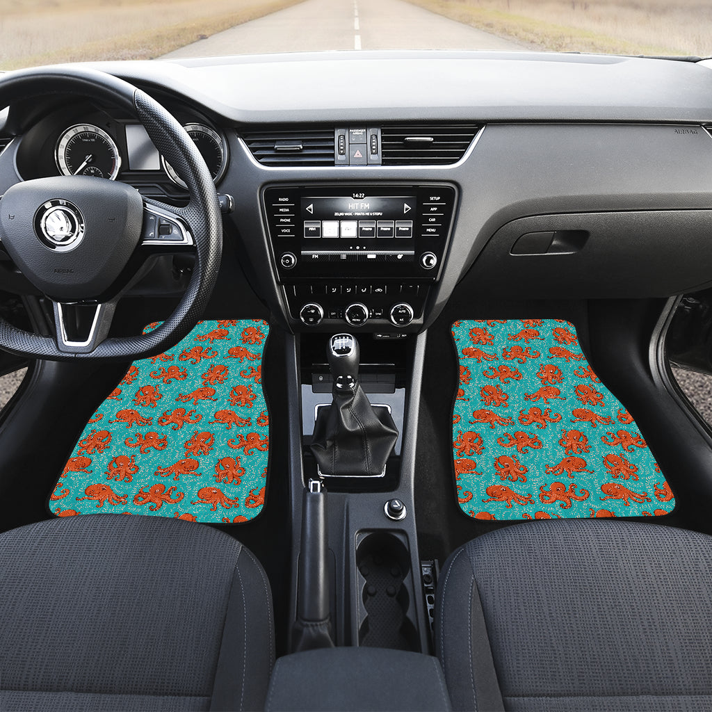 Octopus Cartoon Design Print Themed Car Floor Mats Front Back