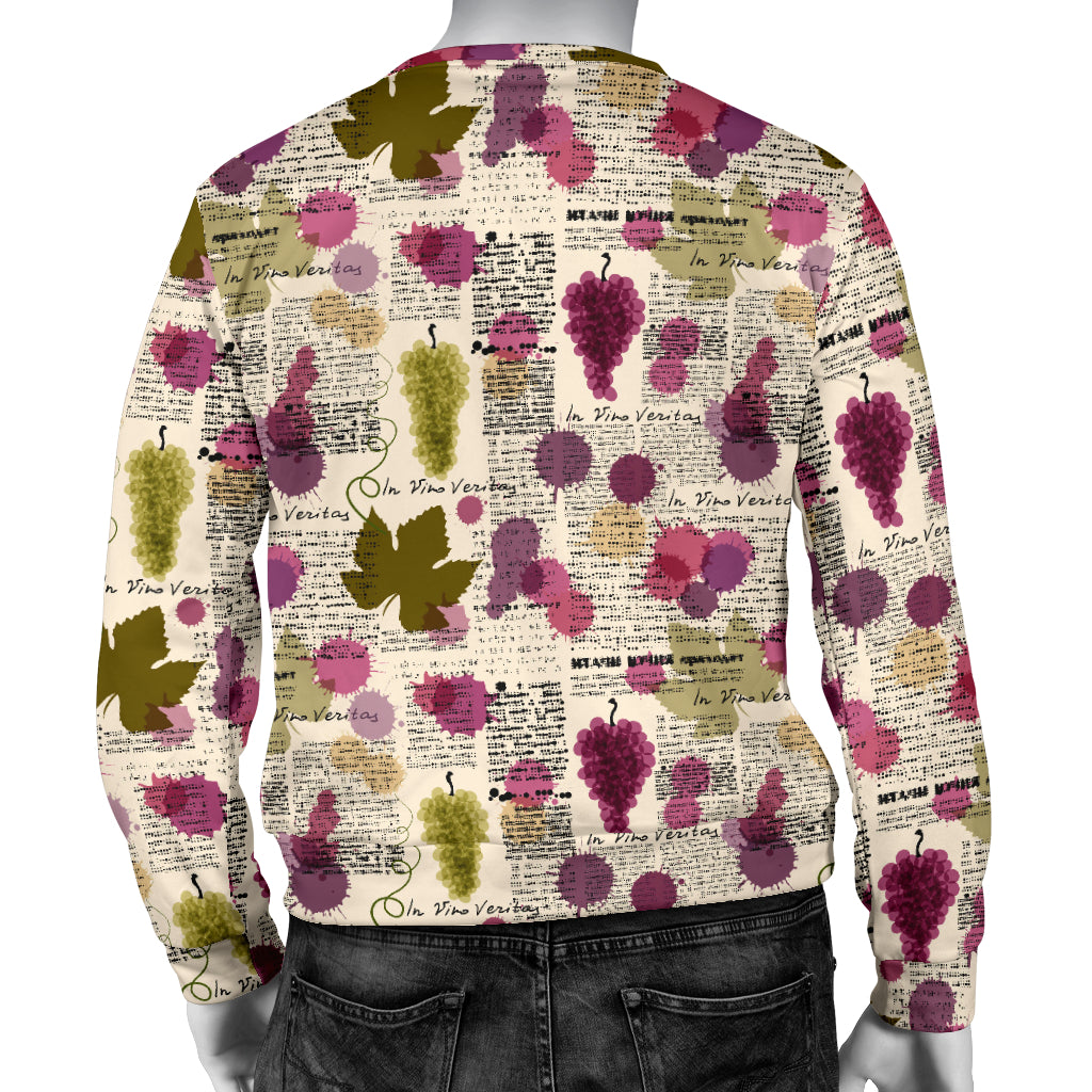 Wine Style Design Print Men Long Sleeve Sweatshirt
