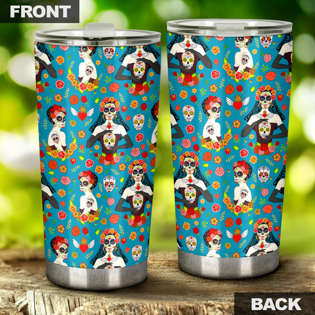 Day of the Dead Old School Girl Design Tumbler