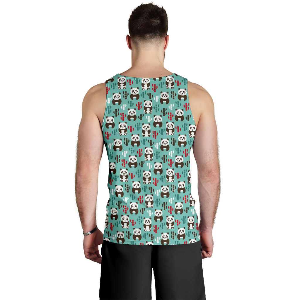Panda Bear Cute Themed Print Men Tank Top