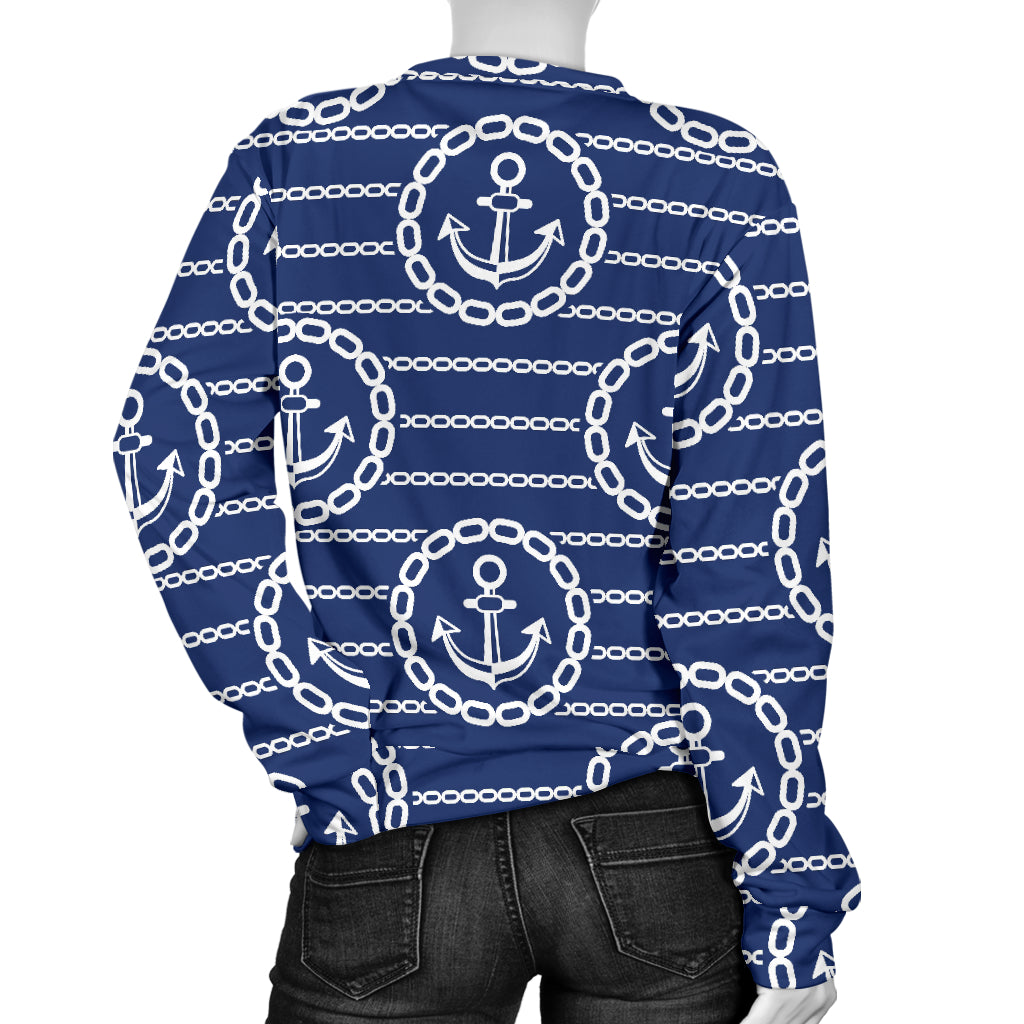 Anchor Stripe Pattern Women Long Sleeve Sweatshirt