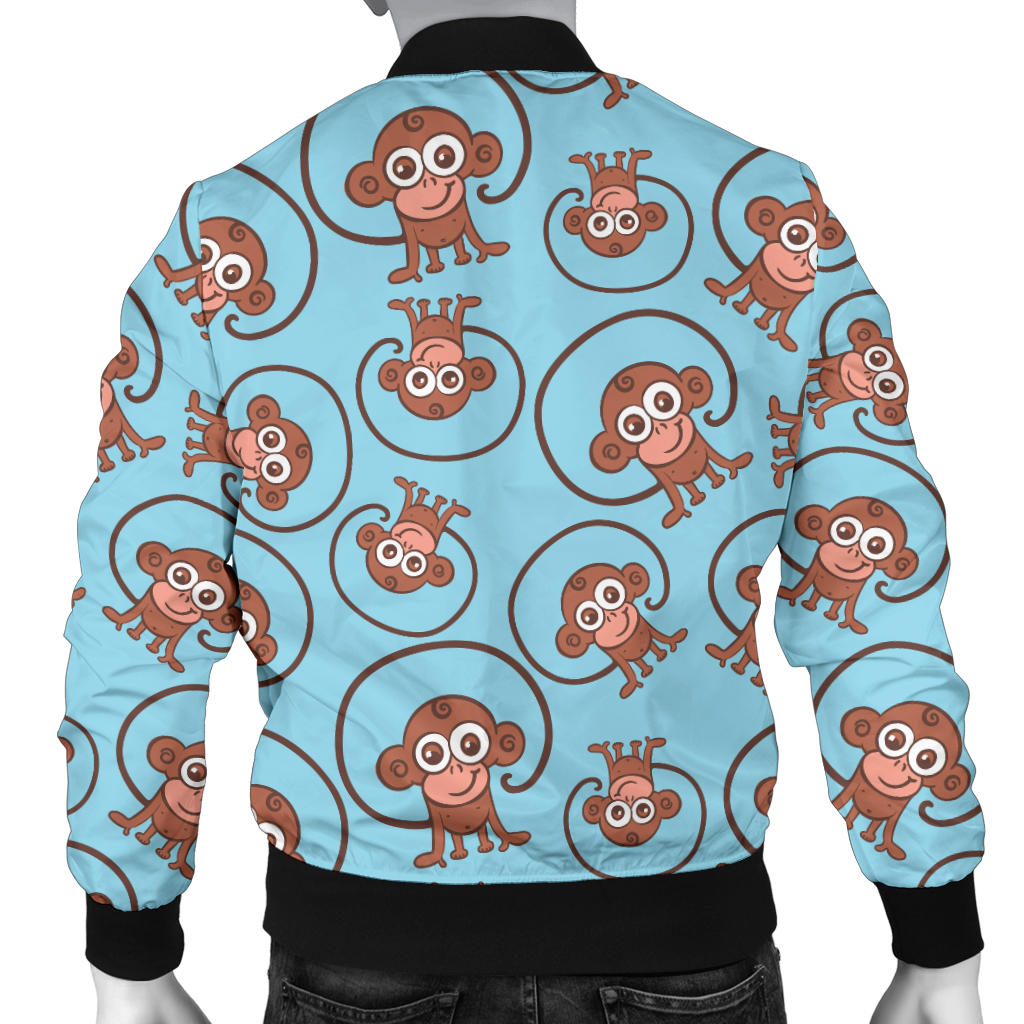 Monkey Cute Design Themed Print Men Bomber Jacket