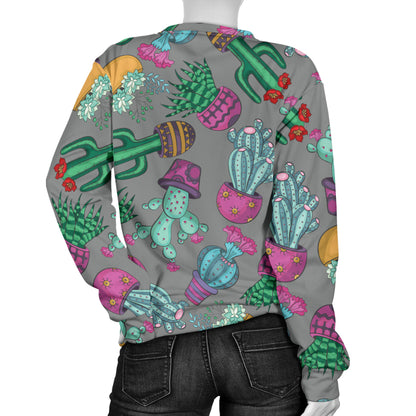 Cactus Colorful Print Pattern Women Long Sleeve Sweatshirt