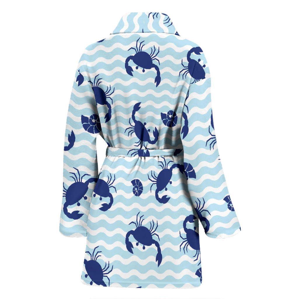 Crab Pattern Print Design 04 Women Bathrobe