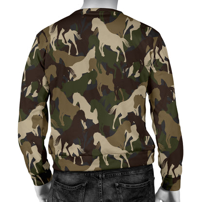 Horse Camo Themed Design Print Men Long Sleeve Sweatshirt