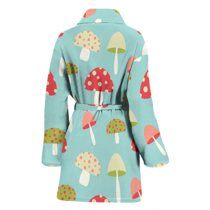 Mushroom Pattern Print Design A01 Women Bathrobe