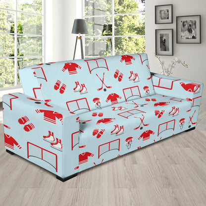 Hockey Red Equipment Print Design LKS305 Sofa Slipcover