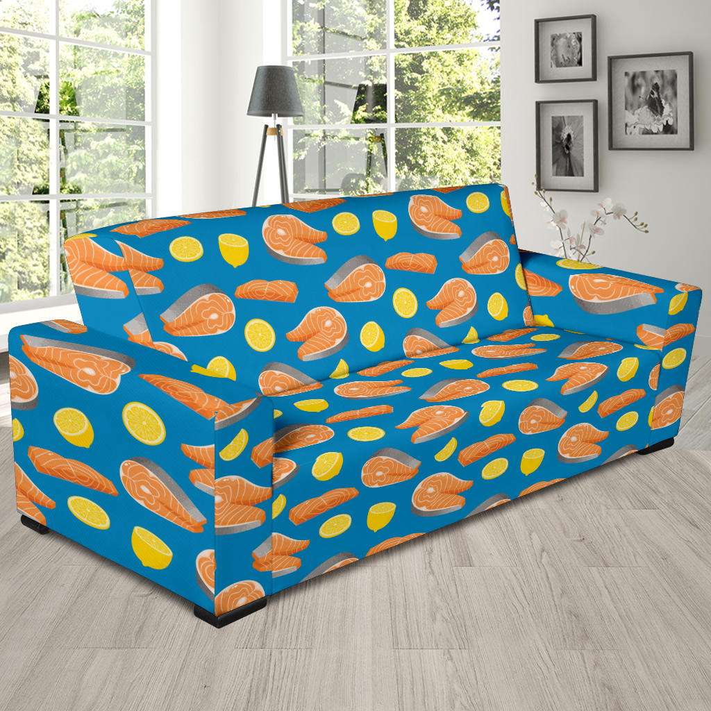 Salmon Steak With Lemon Print Design LKS308 Sofa Slipcover