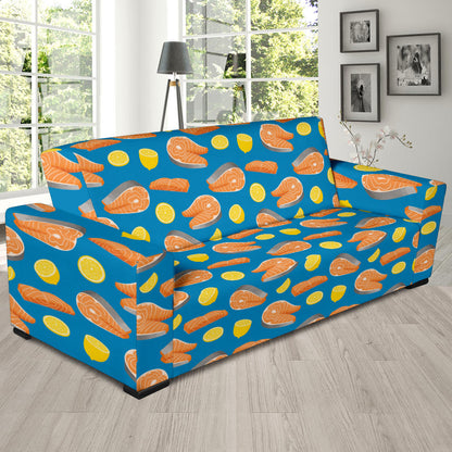 Salmon Steak With Lemon Print Design LKS308 Sofa Slipcover