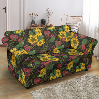 Sunflower Print Design LKS303 Loveseat Couch Slipcover