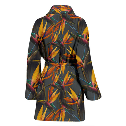 Bird Of Paradise Pattern Print Design 01 Women Bathrobe