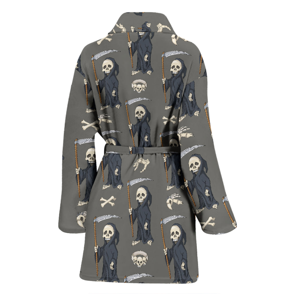 Skeleton Print Design LKS308 Women Bathrobe