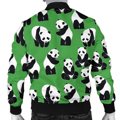Panda Bear Pattern Themed Print Men Bomber Jacket