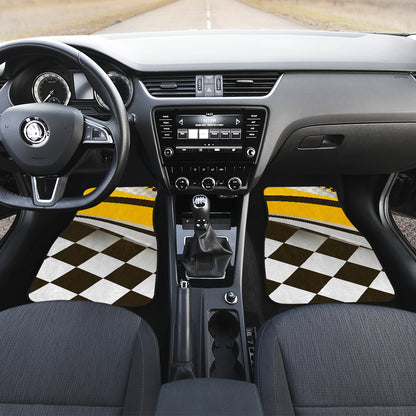 Checkered Flag Racing Style Car Floor Mats Front Back