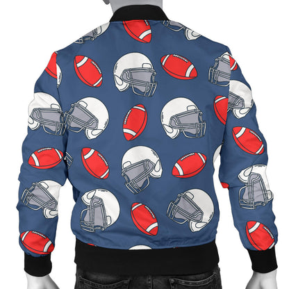 American Football Helmet Design Pattern Men Bomber Jacket