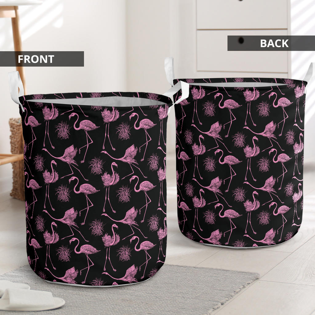 Flamingo Pink Print Pattern Laundry Basket