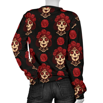 Day of the Dead Skull Girl Pattern Women Long Sleeve Sweatshirt