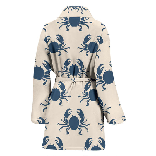 Crab Pattern Print Design 02 Women Bathrobe