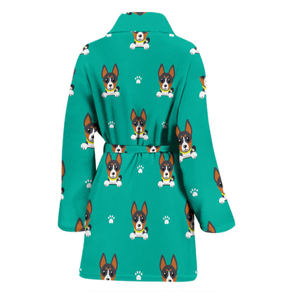 Basenji Pattern Print Design 03 Women Bathrobe