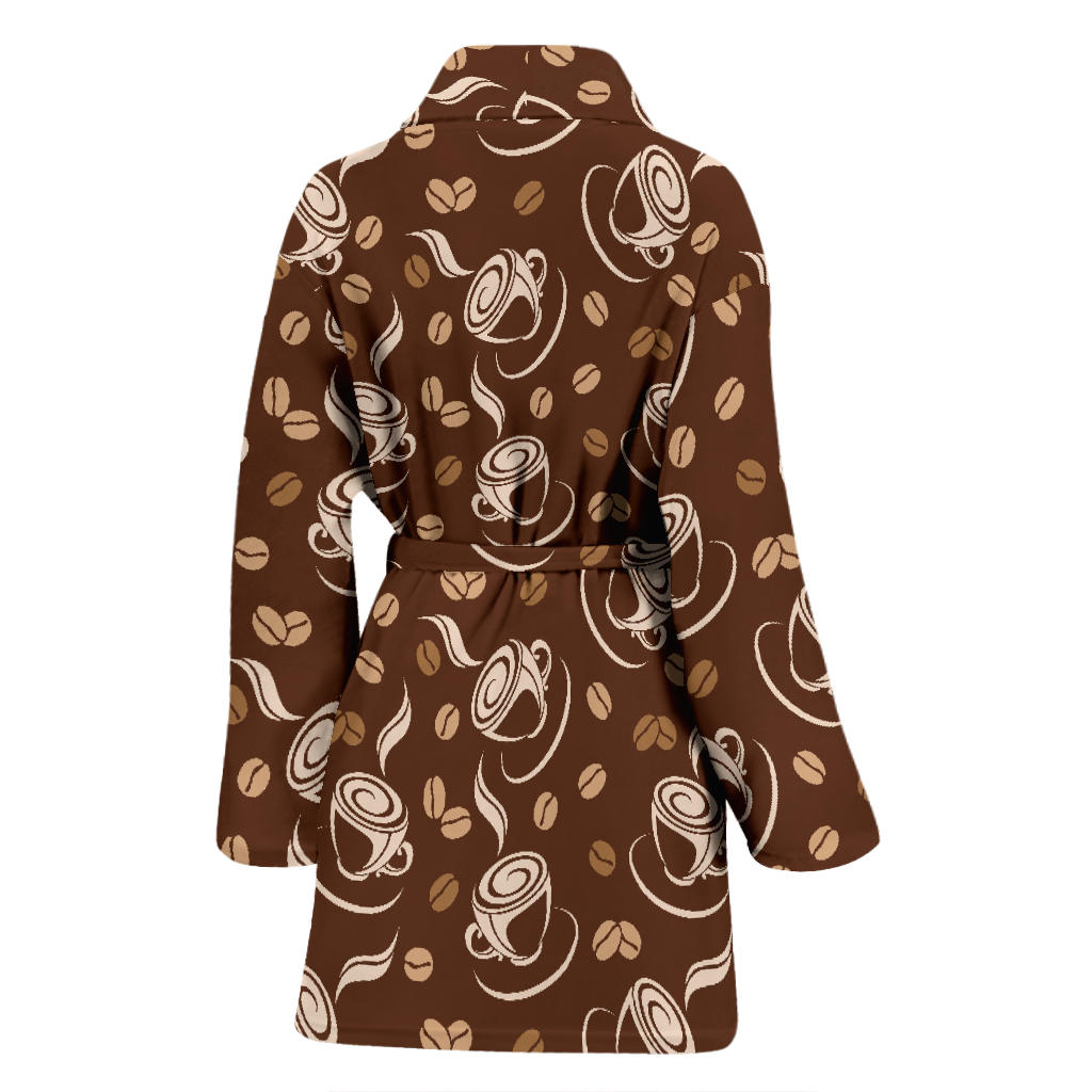 Coffee Pattern Print Design 03 Women Bathrobe