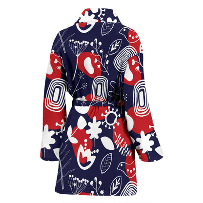 Nordic Pattern Print Design A02 Women Bathrobe