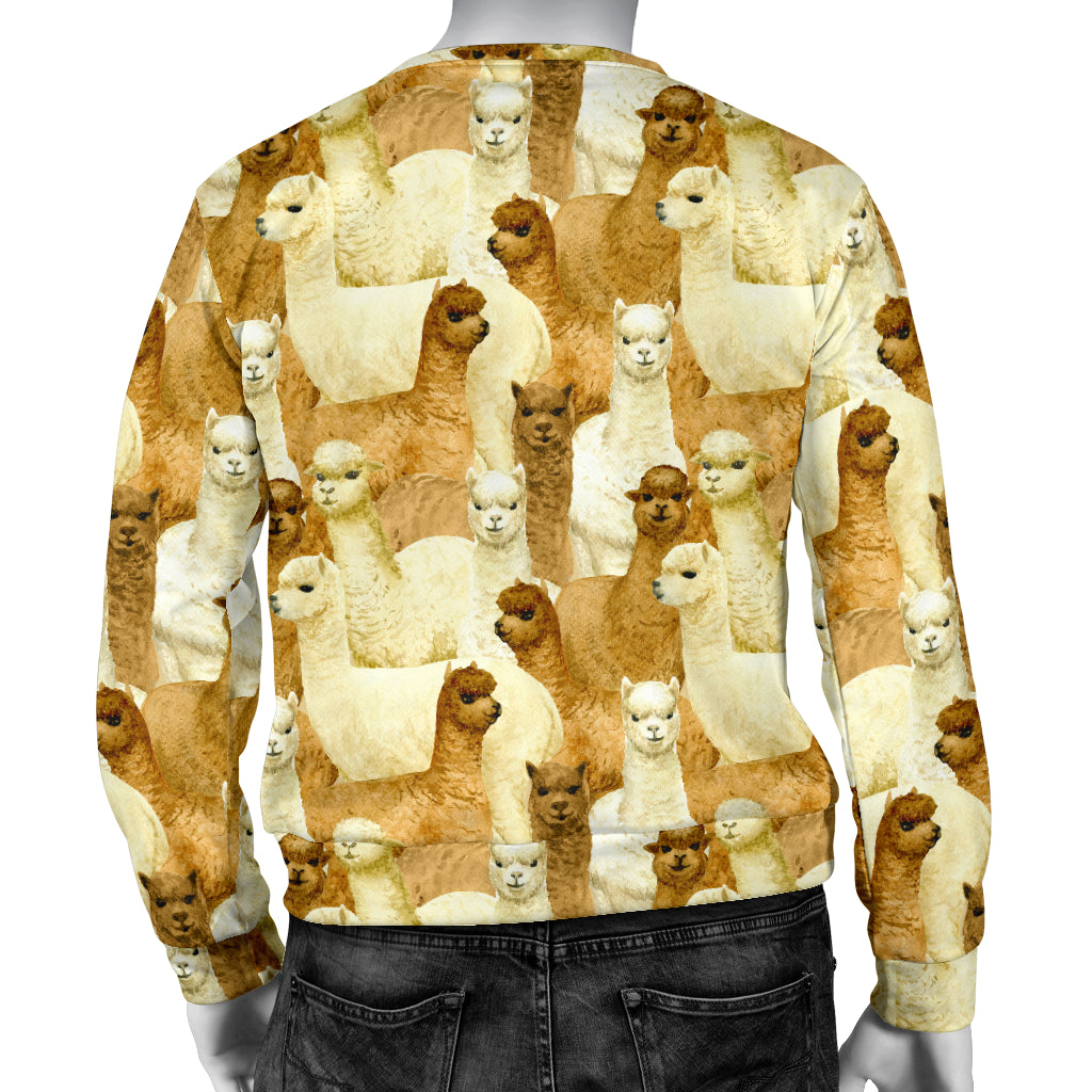 Alpaca Watercolor Design Themed Print Men Long Sleeve Sweatshirt