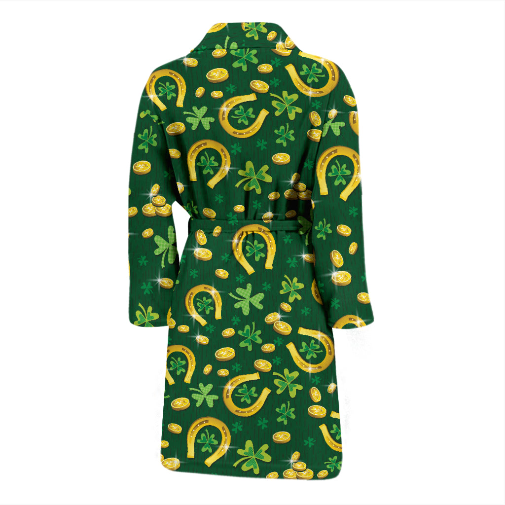 Shamrock Horse Shoes Saint Patrick's Day Print Design LKS307 Men Bathrobe