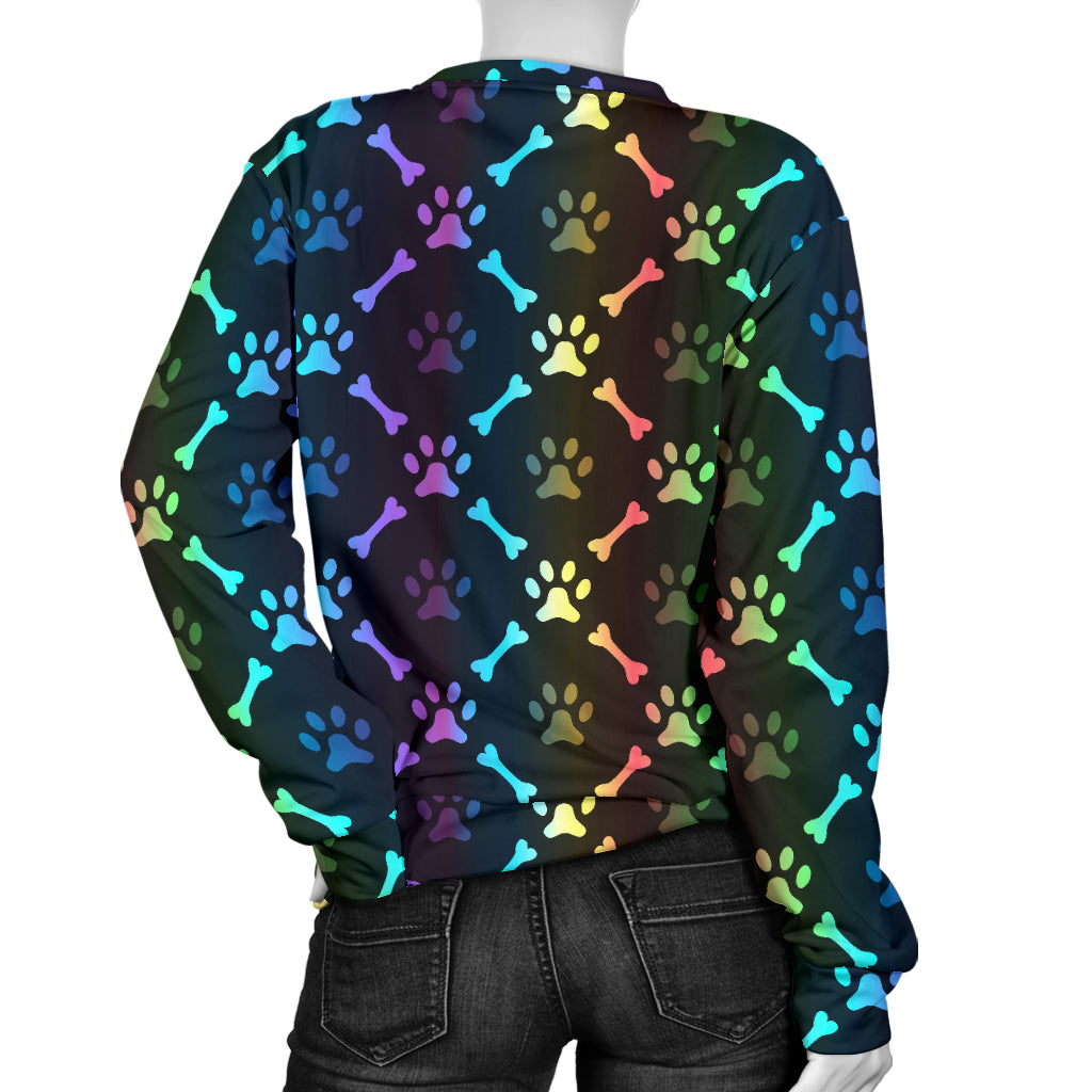 Paw Rainbow Print Women Long Sleeve Sweatshirt