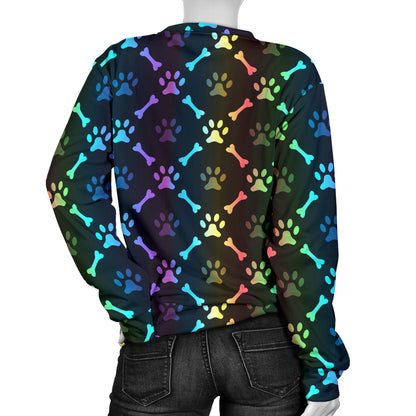 Paw Rainbow Print Women Long Sleeve Sweatshirt