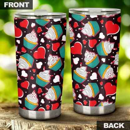 Cupcakes Heart Print Pattern Tumbler