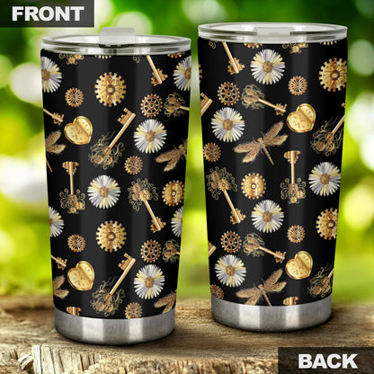 Steampunk Dragonfly Design Themed Print Tumbler