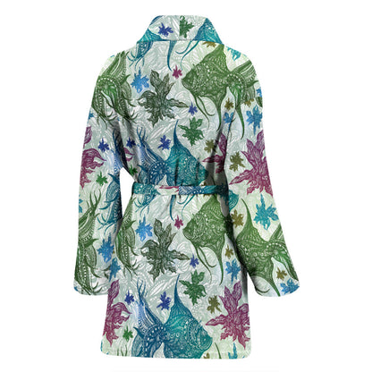 Angelfish Tribal Pattern Print Design 01 Women Bathrobe