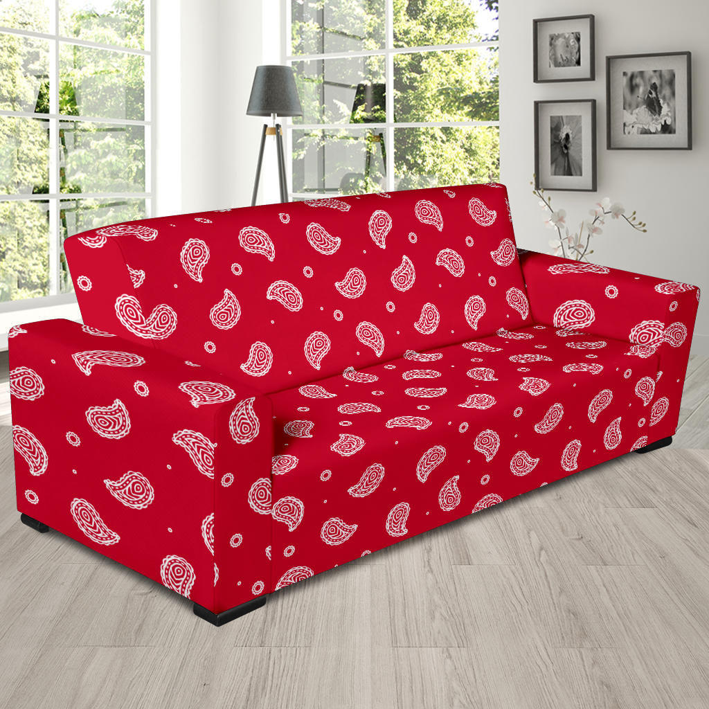Bandana Red Paisley Print Design LKS305 Sofa Slipcover