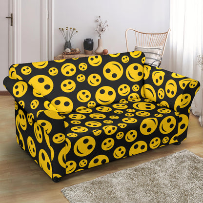 Smiley Face Emoji Print Design LKS304 Loveseat Couch Slipcover