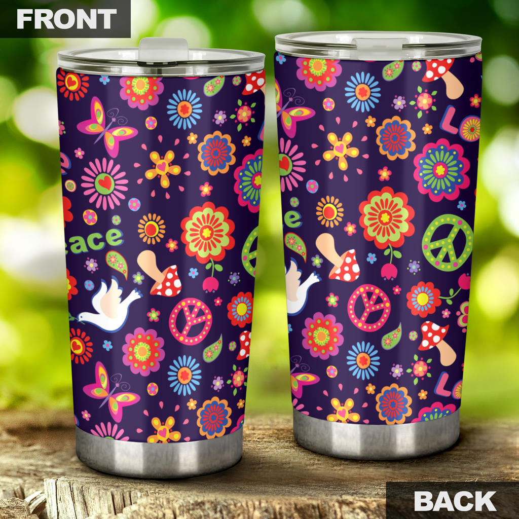 Flower Power Peace Design Print Tumbler