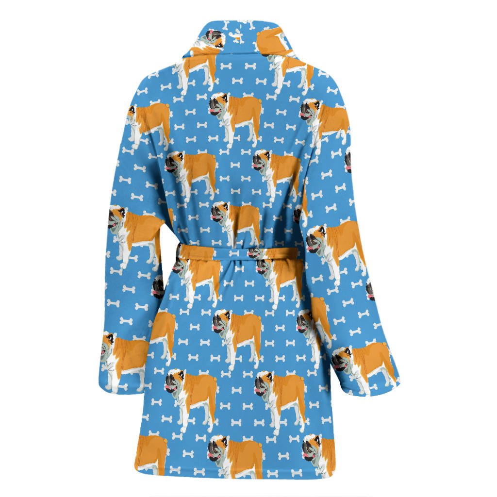 Bulldogs Pattern Print Design 06 Women Bathrobe