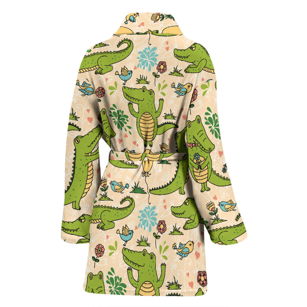 Alligator Pattern Print Design 01 Women Bathrobe