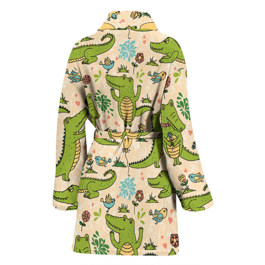Alligator Pattern Print Design 01 Women Bathrobe