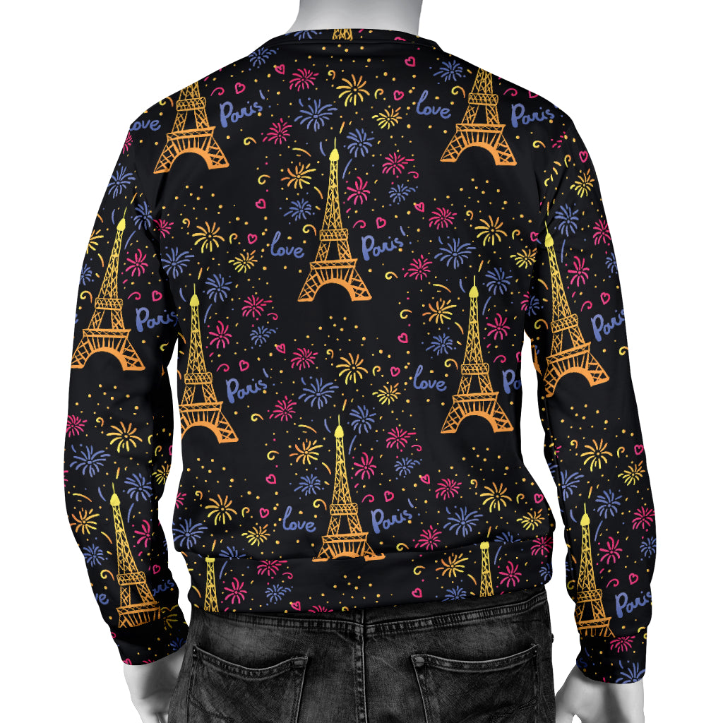 Eiffel Tower Love Paris Print Men Long Sleeve Sweatshirt