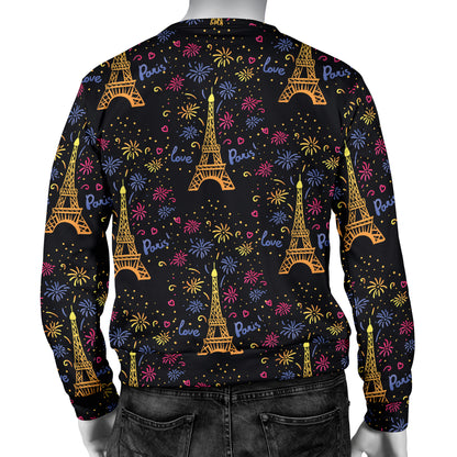 Eiffel Tower Love Paris Print Men Long Sleeve Sweatshirt