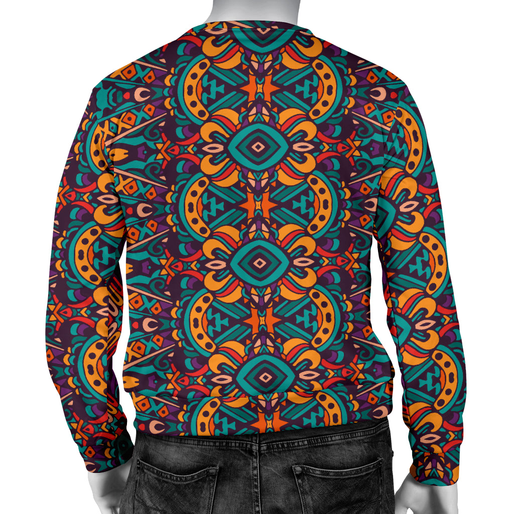 Ethnic Style Print Pattern Men Long Sleeve Sweatshirt