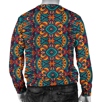 Ethnic Style Print Pattern Men Long Sleeve Sweatshirt