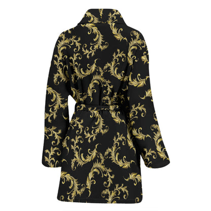 Baroque Golden Pattern Print Design 01 Women Bathrobe