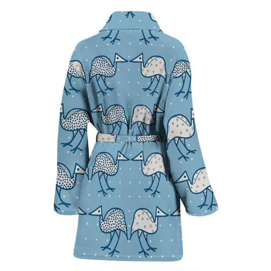 Emu Pattern Print Design 01 Women Bathrobe