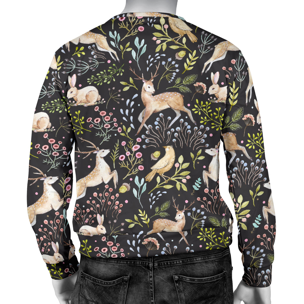 Deer Floral Jungle Men Long Sleeve Sweatshirt