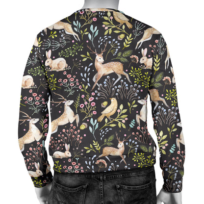 Deer Floral Jungle Men Long Sleeve Sweatshirt