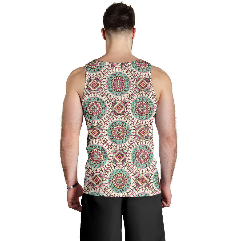 Bohemian Round Style Print Men Tank Top