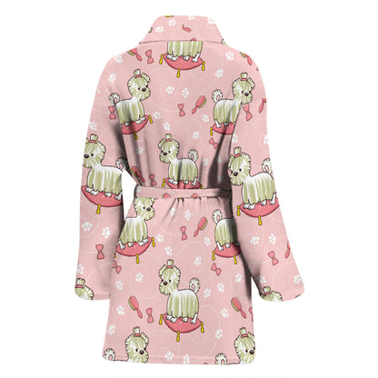 Bichons Frise Pattern Print Design 01 Women Bathrobe