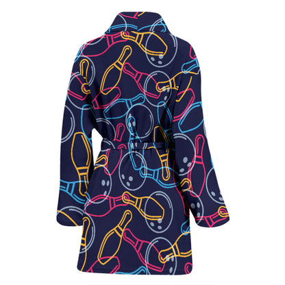 Bowling Pattern Print Design 07 Women Bathrobe
